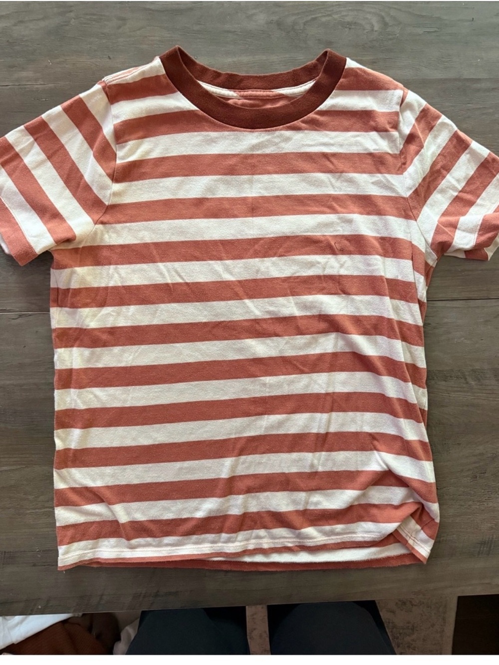Women’s Rust and White Striped Cotton T-Shirt
